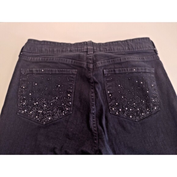 NYDJ Pants - NYDJ Jeans Womens 10 Black Denim Straight Leg Stretch Bling Pockets